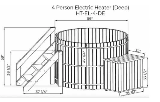 Classic Cedar Hot Tub - Electric Heater 5'W X 4'H (4 Person Deep) - Image 11