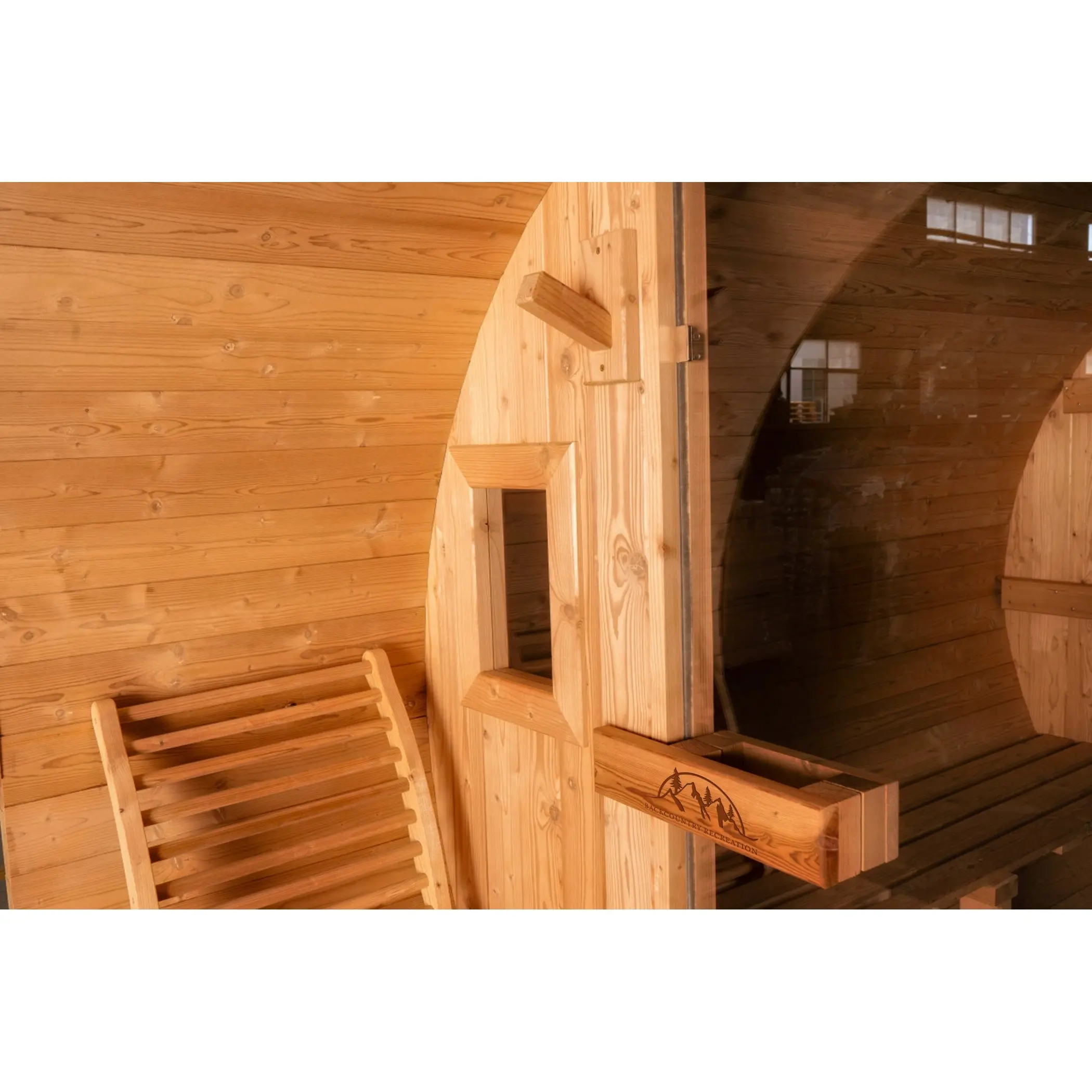 8 FT Classic Thermowood Barrel Sauna with Porch - 4-6 Person - Image 9